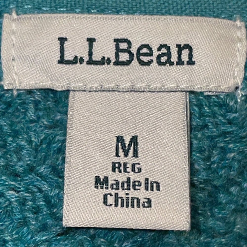 L.L. Bean Open Front Teal Waterfall Sweater. 2 front pockets. Size M. Cotton - Picture 5 of 9